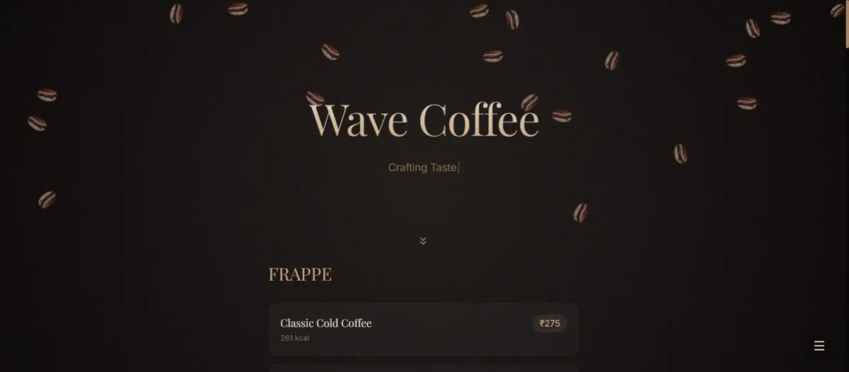 Wave Coffee, Digital Menu