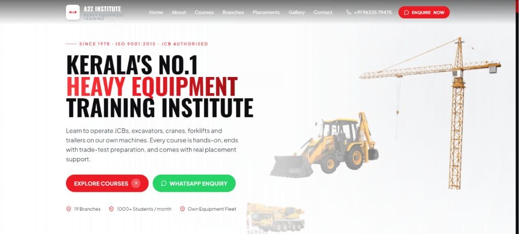 Sample build: training institute website
